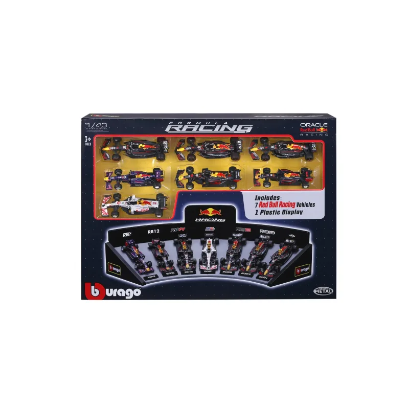 Pack c/ 7 Carros F1 Red Bull 1:43 com Display Expositor