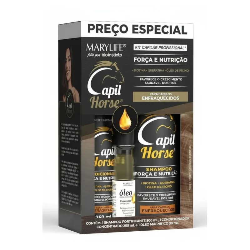 Kit Capilar Profissional Capil Horse Força E Nutrição 3 Itens - Mary Life