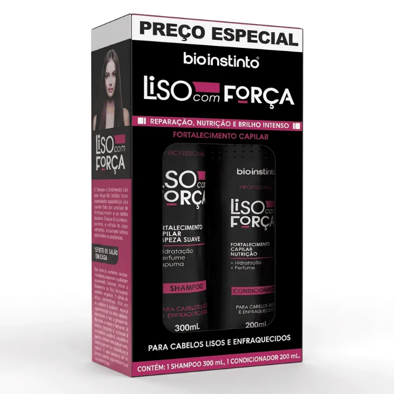 Kit Capilar Liso Com Força Shampoo E Condicionador - Bio Instinto
