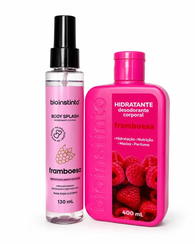 KIT HIDRATANTE CORPORAL FRAMBOESA( 400ML ) +BODY SPLASH FRAMBOESA -(130ML)-BIO INSTINTO