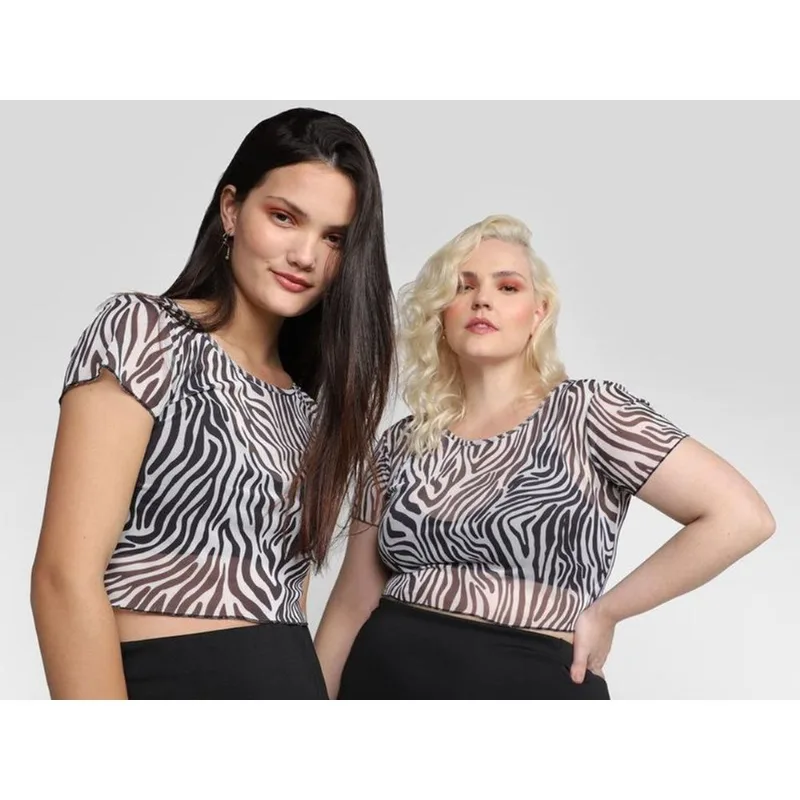 Top Cropped Vista Magalu x Letticia Munniz Tule Estampado