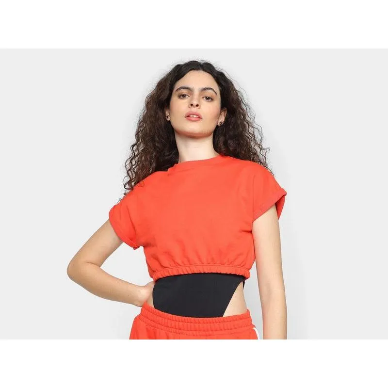 Top Cropped Moletom Vista Magalu Elástico Barra Sport Vintage