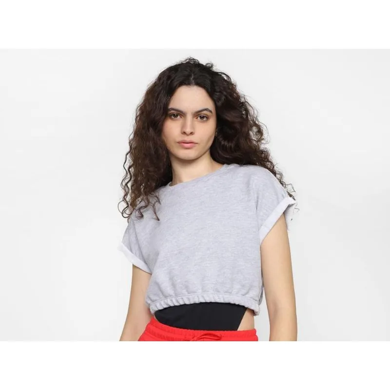 Top Cropped Moletom Vista Magalu Elástico Barra Sport Vintage
