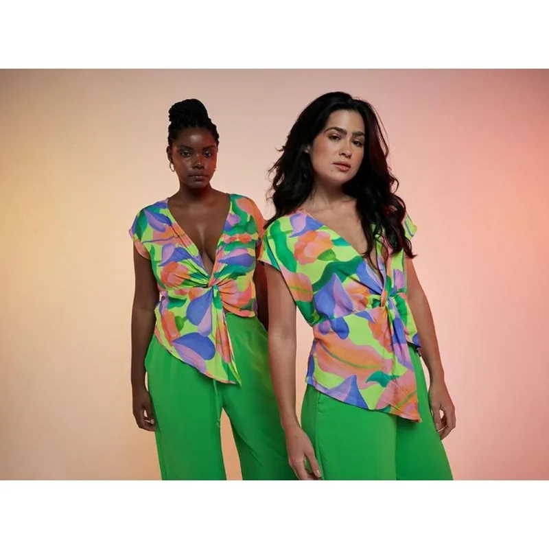 Regata Vista Magalu x Flora Yumi Viscose Nó Frontal