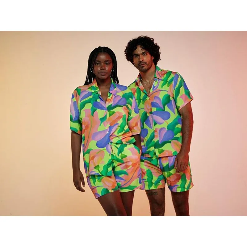 Camisa Vista Magalu x Flora Yumi Viscose Estampada