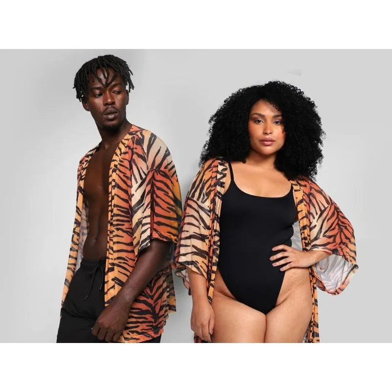 Kimono Vista Magalu Tule Animal Print Tigre