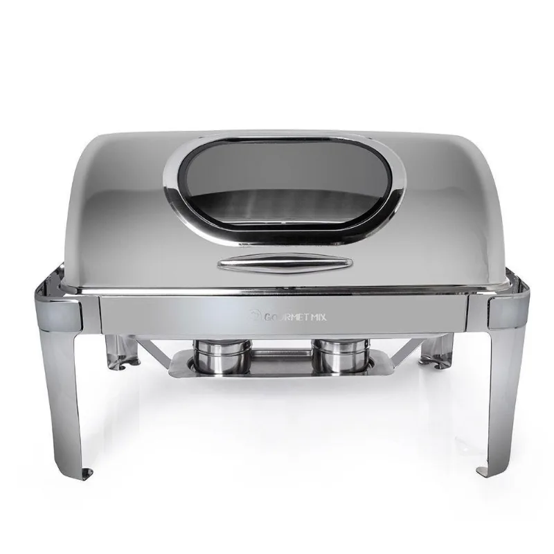 Rechaud Inox Premium Basculante Retangular Com Visor 1 Cuba