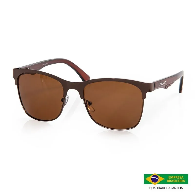 Óculos De Sol Polarizada uv 400 Kraz Marrom Alma Genius