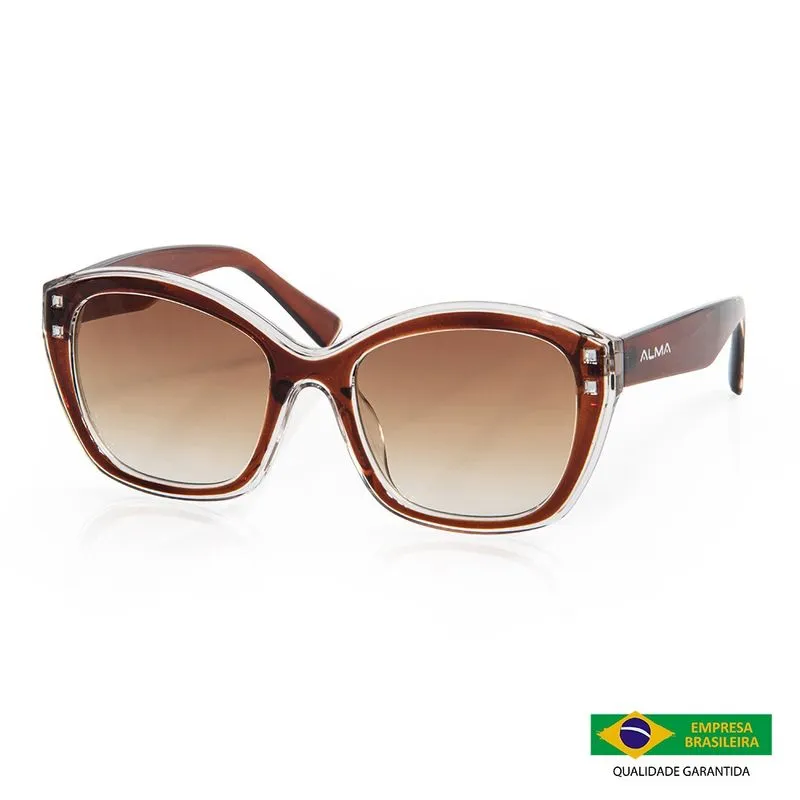 Óculos De Sol Feminino Quadrado Albali Marrom Alma Genius