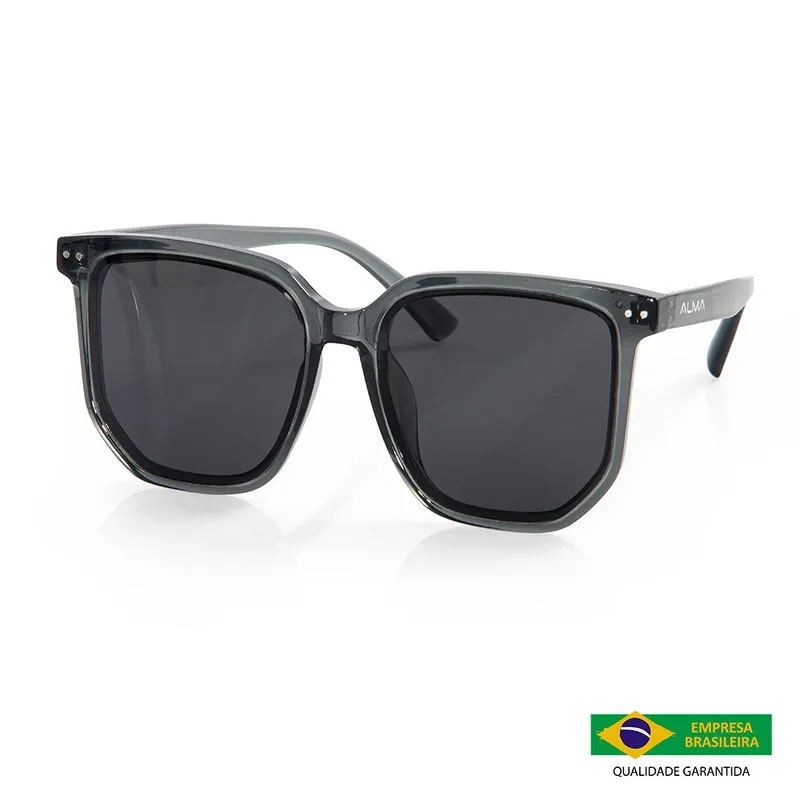 Óculos De Sol Quadrado Proteção Uv400 Alya Cinza Alma Genius