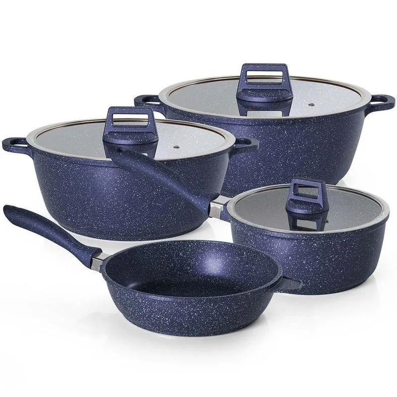 Jogo De Panelas 4 Peças Azul Graniflon Moda Do Chef