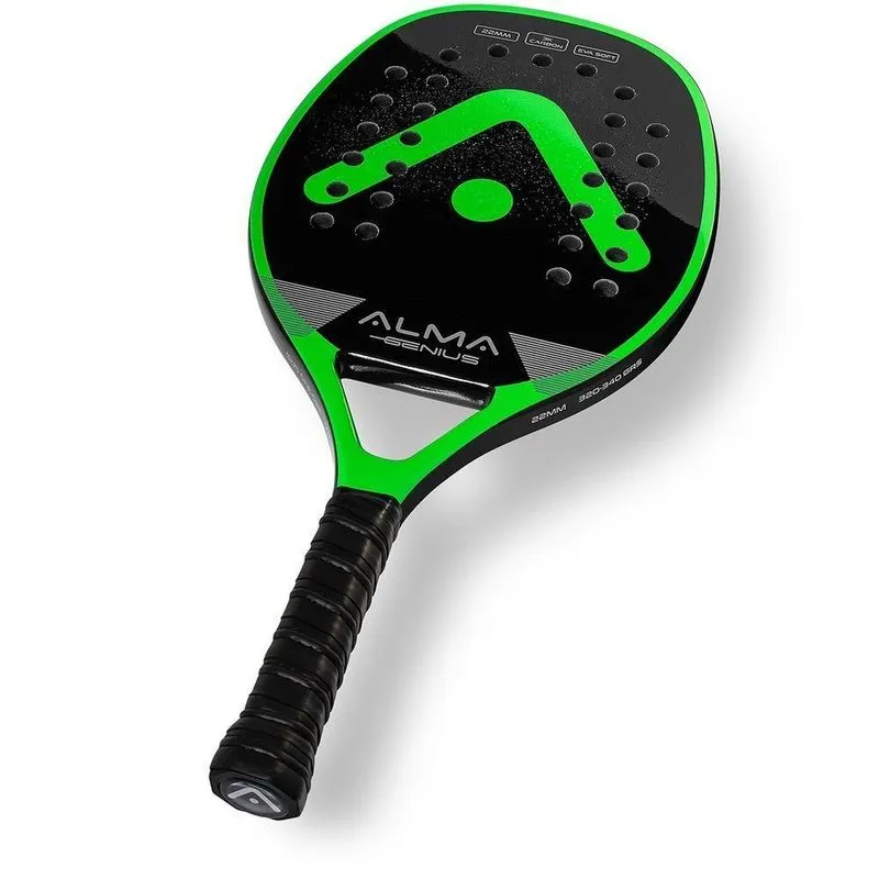 Raquete Beach Tennis Carbono 3k Preta/verde Alma Genius