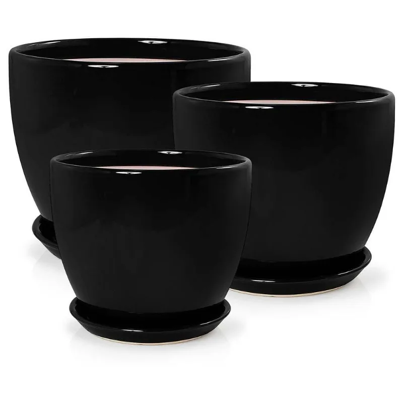 Kit 3 Vasos + Pratos Monaco Pozzani - Porcelana Preto