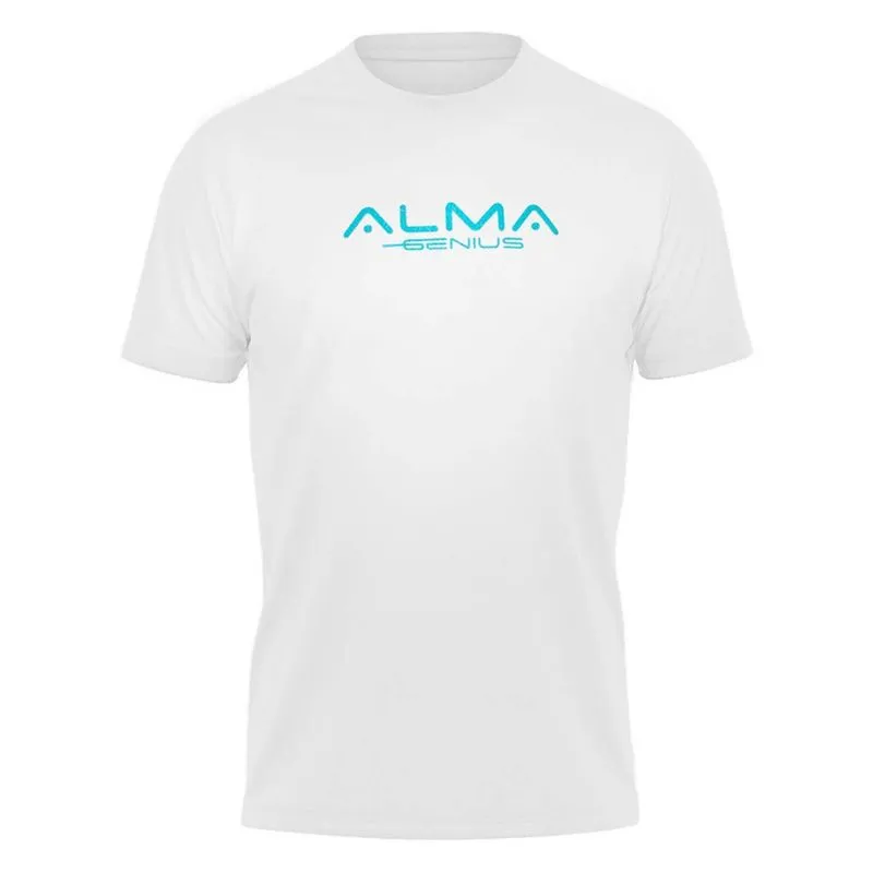 Camiseta Dry-fit Active Unissex Branca e Azul Alma Genius