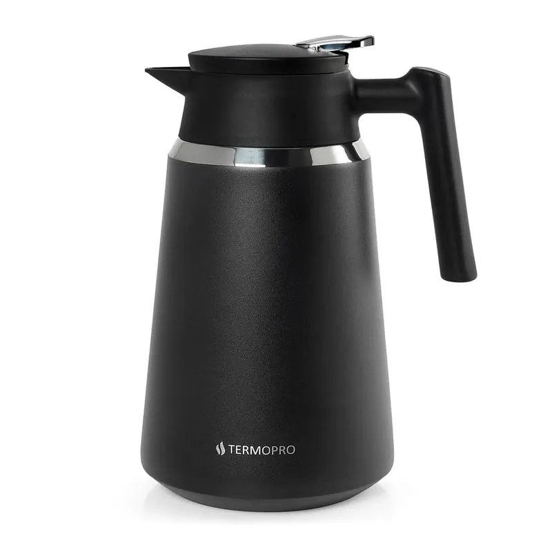 Garrafa Térmica Termopro Geisha Preta Aço Inox 1,5 L