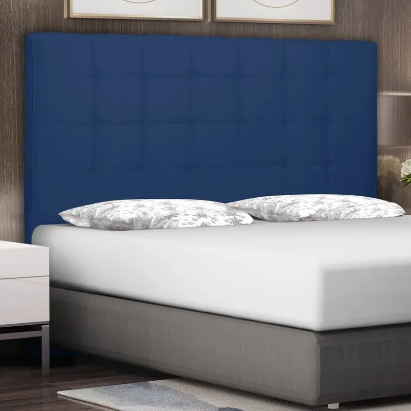 Cabeceira Casal King Size Estofada Verona 195 cm Suede Azul