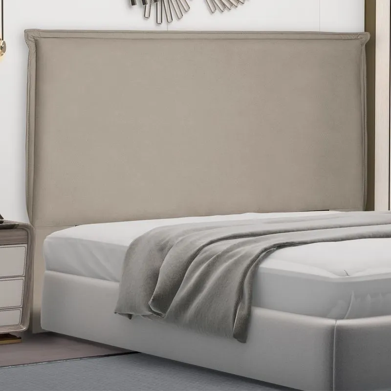 Cabeceira Casal King Size Estofada Veneza 1,95m Suede Bege