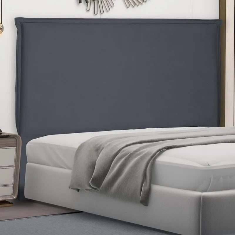 Cabeceira Casal King Size Estofada Veneza 1,95m Suede Cinza