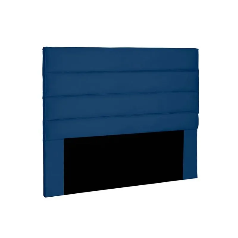 Cabeceira Casal Spezzia Decor La Italiana Madeira Maciça Suede Azul Marinho