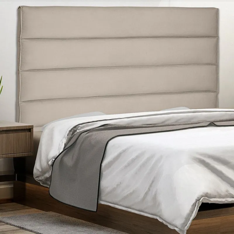 Cabeceira Box Casal Estofada Italiana 140 cm Suede Bege