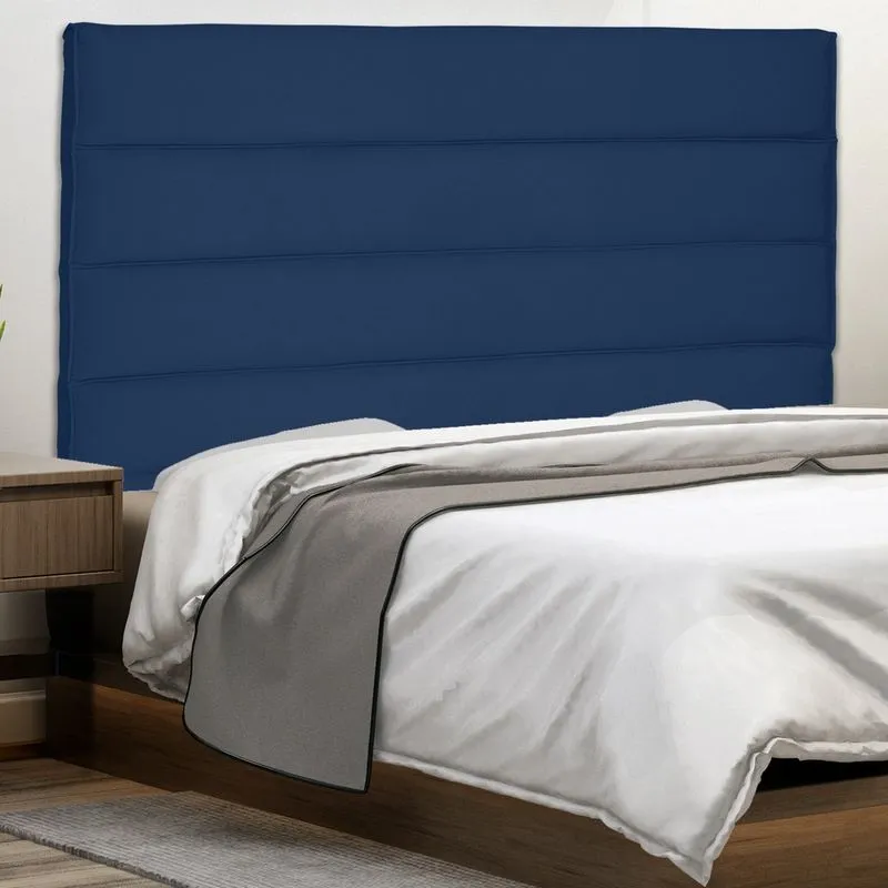 Cabeceira Box Casal Estofada Italiana 160 cm Suede Azul