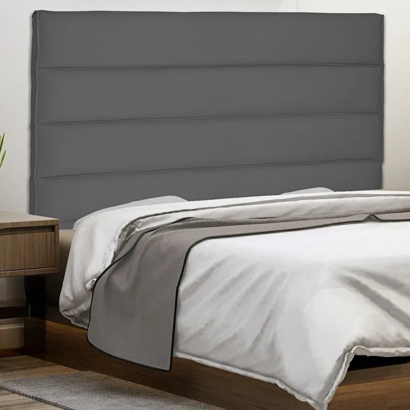Cabeceira Box Casal Estofada Italiana 160 cm Suede Cinza
