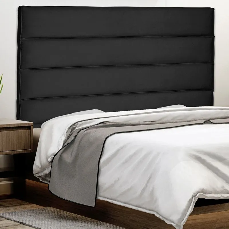 Cabeceira Box Casal Estofada Italiana 160 cm Suede Preto