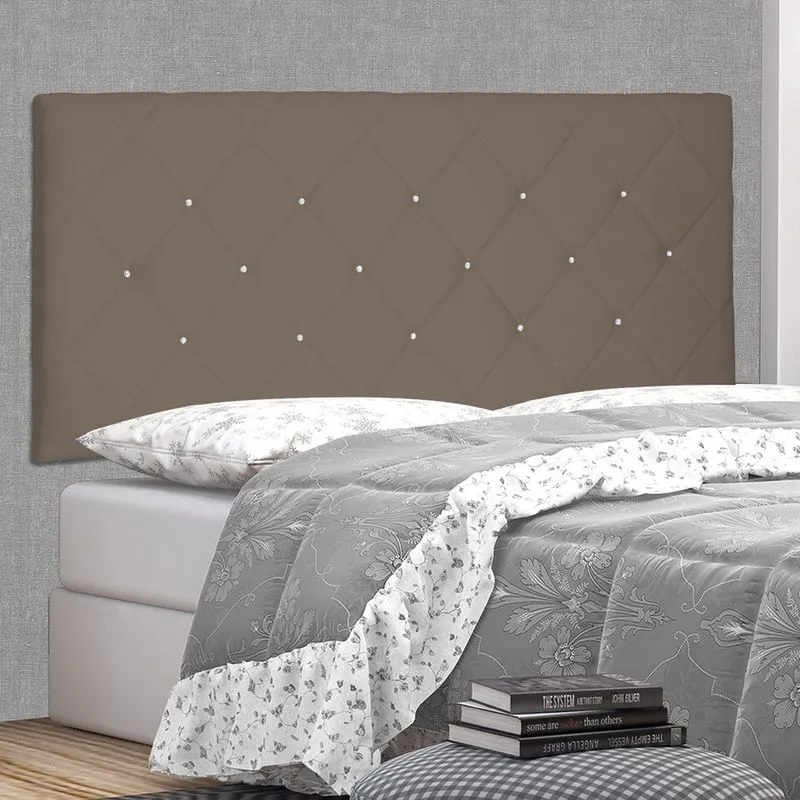 Cabeceira Painel Casal Estofada Tânia 1,40m Suede Caramelo