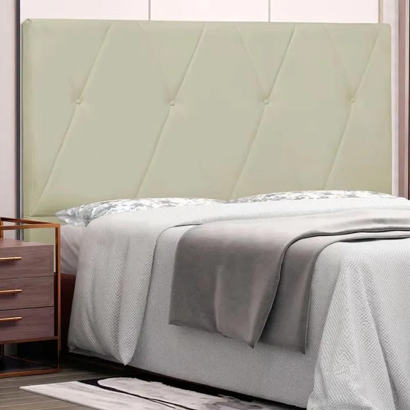 Painel Cabeceira Para Cama Box King Aquilla - 1,95 Estofado - Marfim- Corano - Spezzia