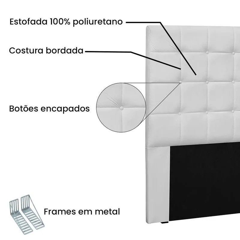 Cabeceira Queen Verona Estofada Poliuretano Branca