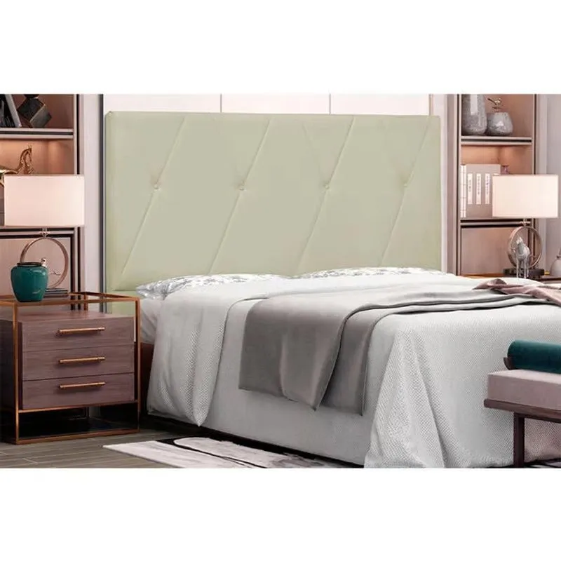 Painel Cabeceira Para Cama Solteiro Aquilla Estofado - Marfim- Corano - Spezzia