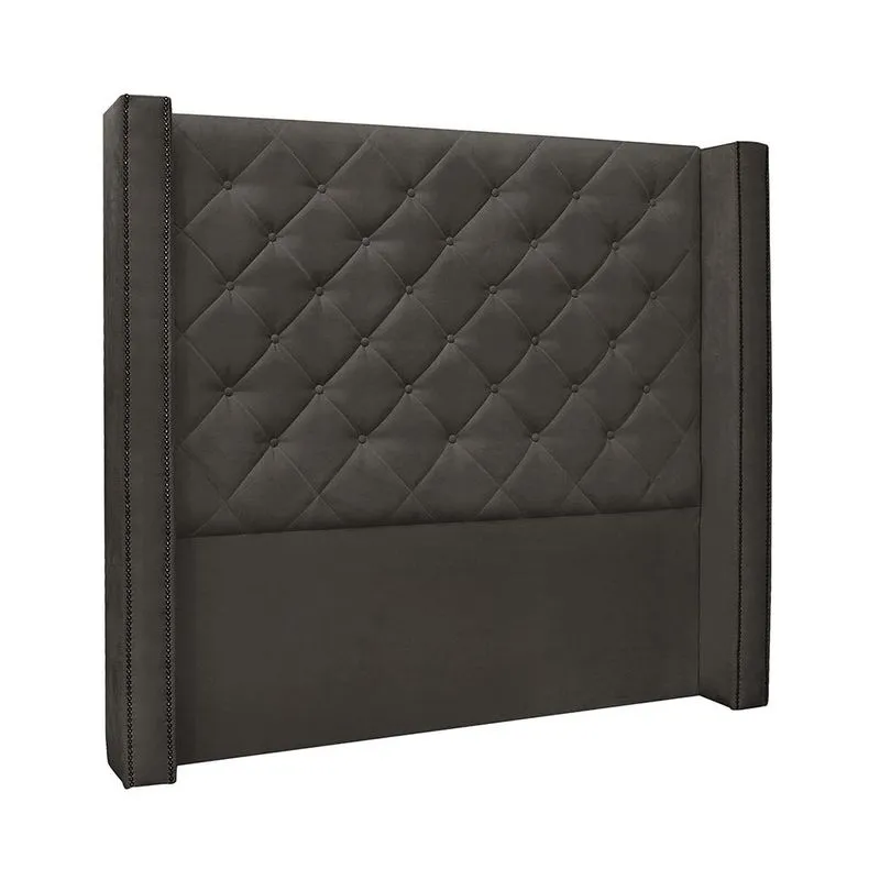 Cabeceira Queen Vicenza Estofada Suede Cinza Escuro