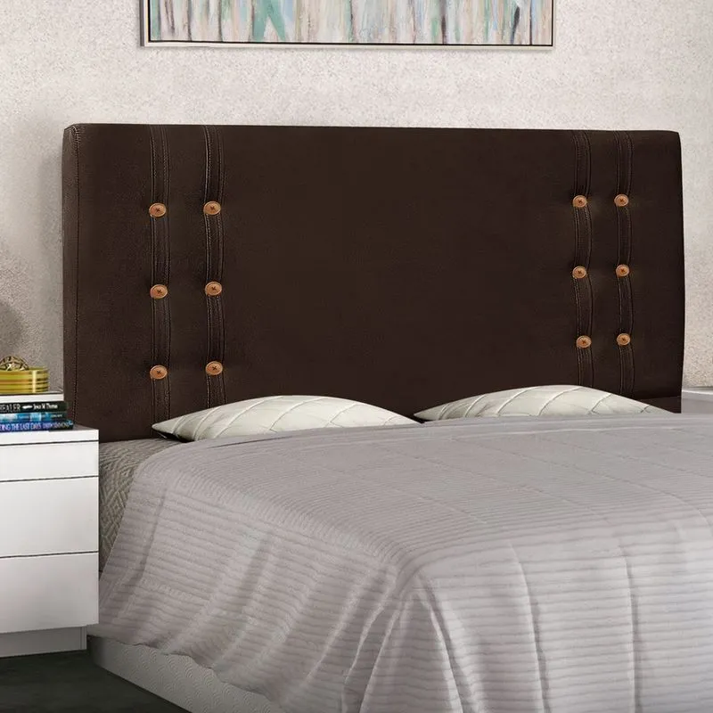 Cabeceira Cama Box Casal Estofada Gênova 1,40m Suede Café