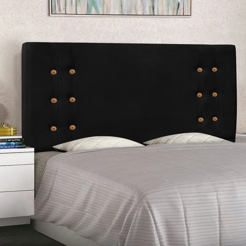 Cabeceira Casal Estofada King Size Gênova 1,95m Suede Preto