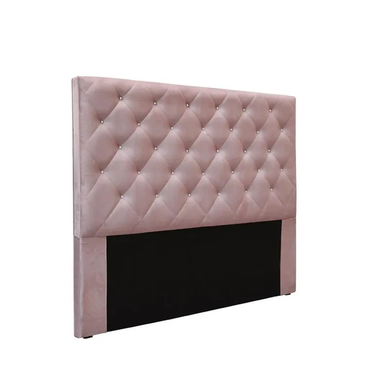 Cabeceira King Estofada Spezzia Decor Tânia Madeira Maciça Veludo Rosa
