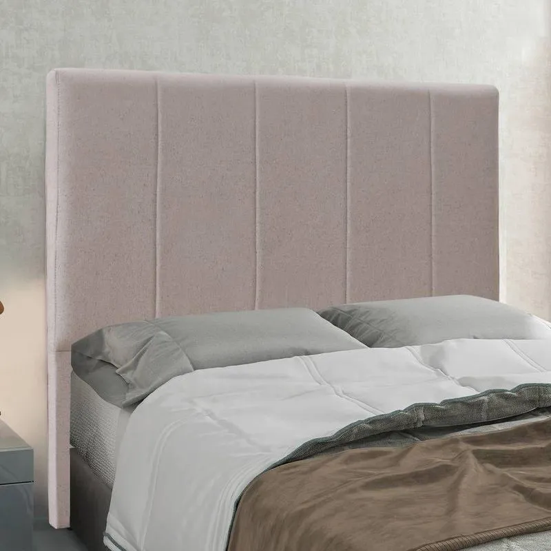 Cabeceira Casal King 1,95m Com Design Vertical Bordado Em Tecido Linho Cristal – Lucadi Rústico Areia