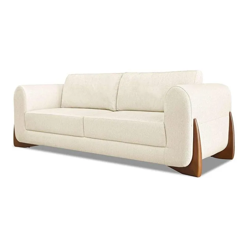 Sofá 3 Lugares Spezzia Decor Yves Linho MDF Natural