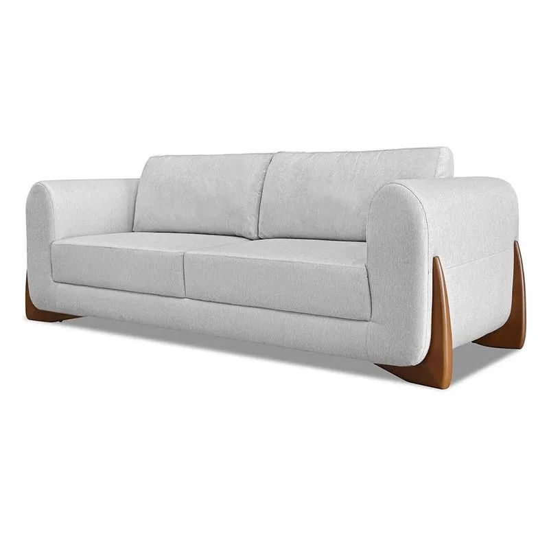 Sofá 3 Lugares Spezzia Decor Yves MDF e Linho Grigio 200 cm