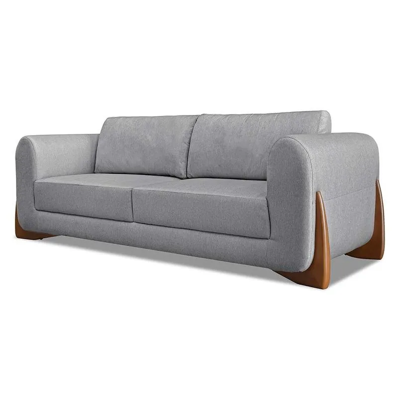 Sofá 3 Lugares Yves MDF e Linho Cinza 220cm