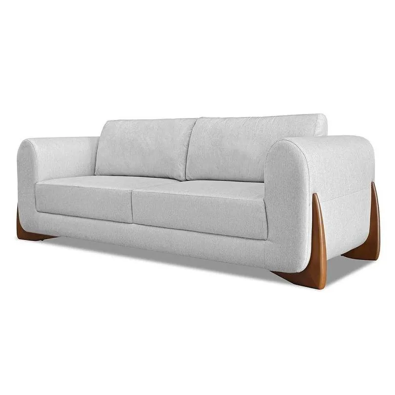 Sofá 3 Lugares Yves MDF e Linho Rústico Grigio 230 cm