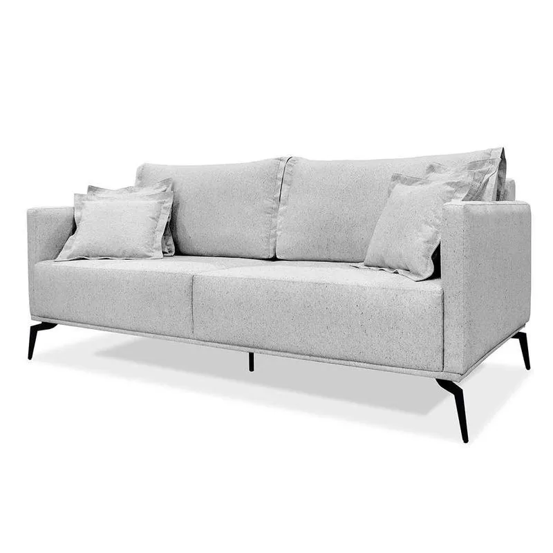 Sofá 2 Lugares Spezzia Decor Lazio Linho Grigio com Pés em Aço