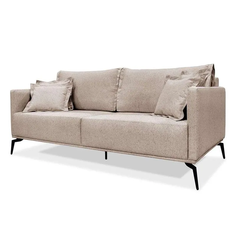 Sofá 3 Lugares Lazio MDF e Linho Rústico Areia 180 cm