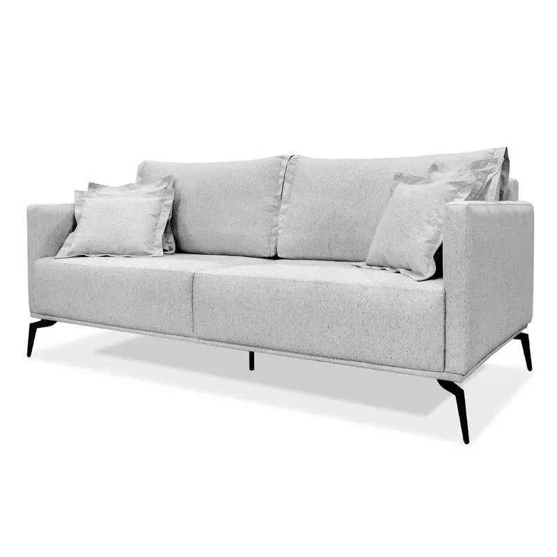 Sofá 3 Lugares Lazio MDF e Linho Rústico Grigio 180cm