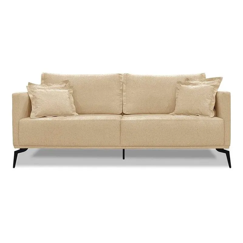 Sofá 3 Lugares Lazio MDF e Linho Bege 200 cm