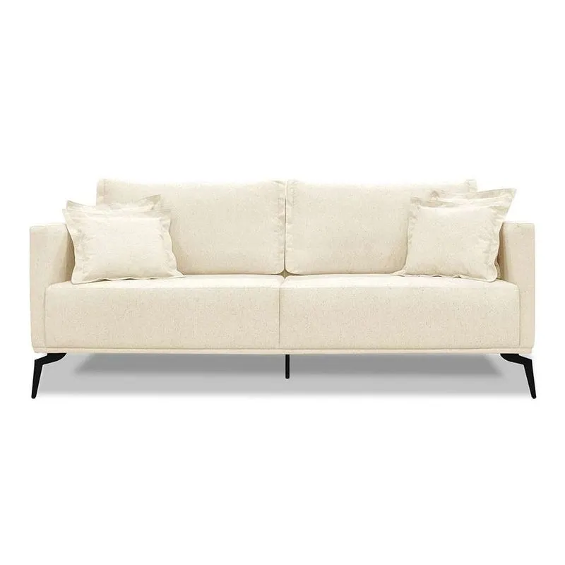 Sofá 3 Lugares Lazio MDF Linho Pérola 220 cm