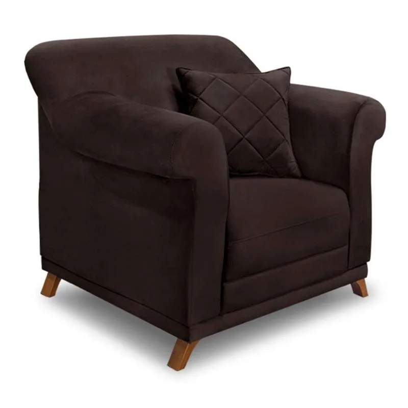 Poltrona Estofada Spezzia Decor Abruzzo Suede Café