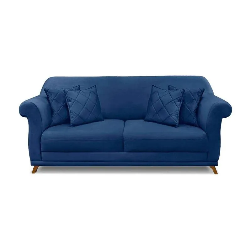 Sofá 3 Lugares Abruzzo Madeira de Reflorestamento Suede Azul Marinho