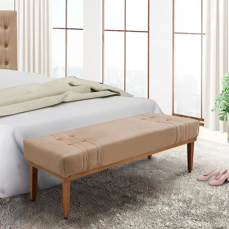 Recamier Estofado Gênova Suede Bege 140 cm