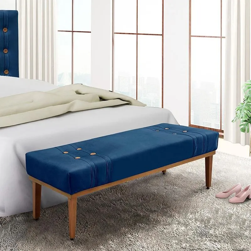 Recamier Estofado Gênova Suede Azul Marinho 195 cm