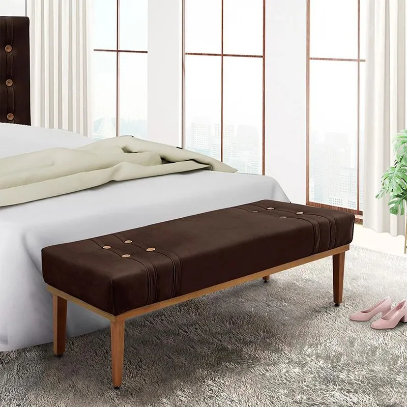 Recamier Estofado Gênova Madeira Suede Café 195 cm